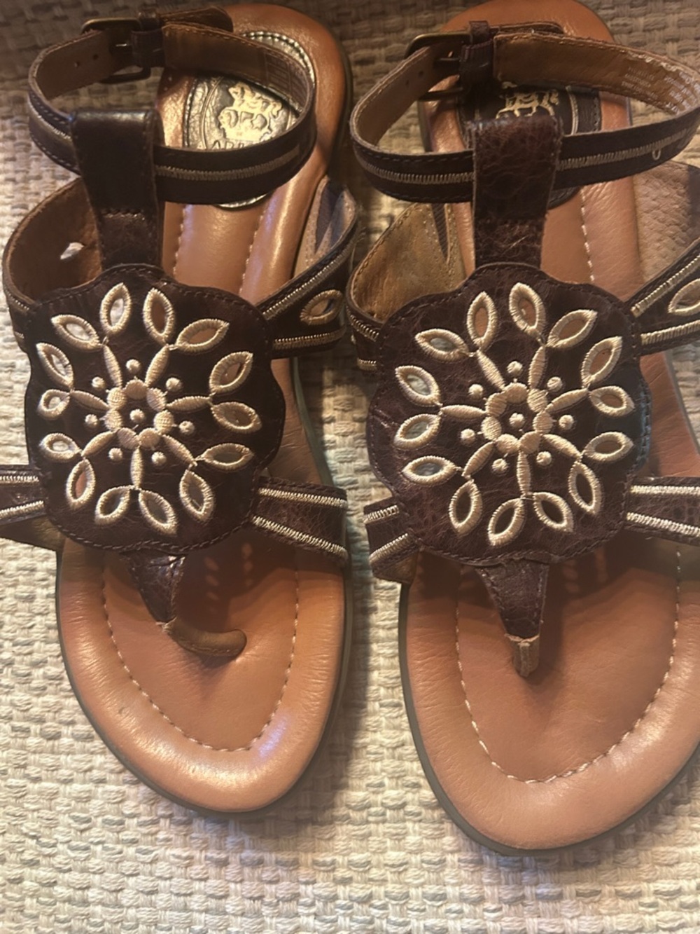 Ariat Tan and Dark Brown Leather Women's sandals